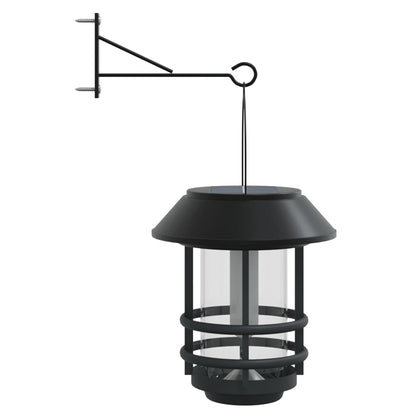 vidaXL Solar Outdoor Wall Lanterns 4 pcs Warm White Flickering Flame - Black