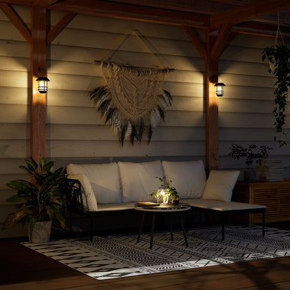 vidaXL Solar Outdoor Wall Lanterns 4 pcs Warm White Flickering Flame - Black