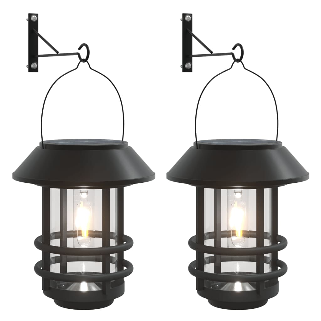 vidaXL Solar Outdoor Wall Lanterns 2 pcs White - Black