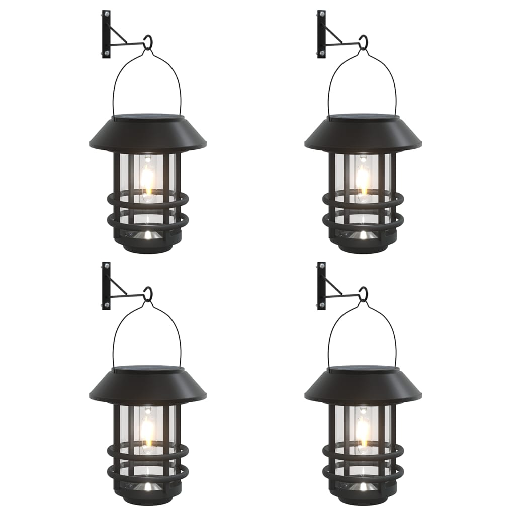 vidaXL Solar Outdoor Wall Lanterns 4 pcs White - Black