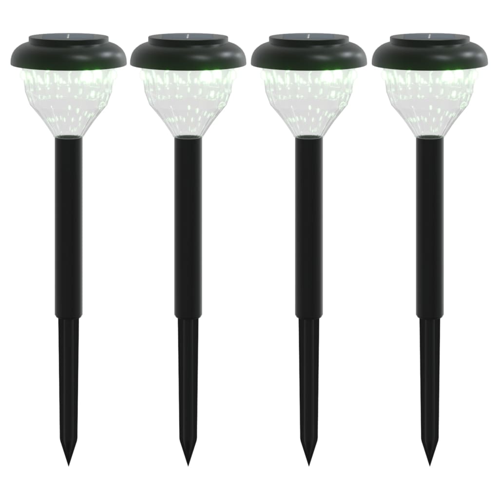 vidaXL Solar Pathway Lights with Ground Spikes 4 pcs Warm White & RGB - Black