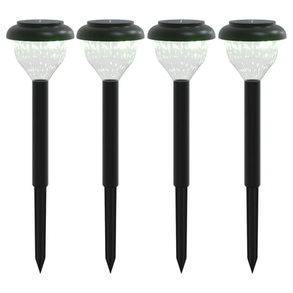 vidaXL Solar Pathway Lights with Ground Spikes 4 pcs Warm White & RGB - Black