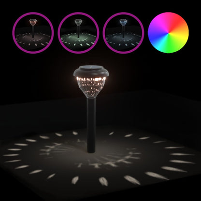 vidaXL Solar Pathway Lights with Ground Spikes 4 pcs Warm White & RGB - Black