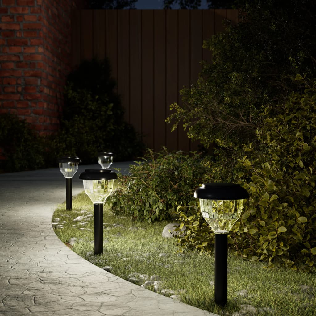 vidaXL Solar Pathway Lights with Ground Spikes 4 pcs Warm White & RGB - Black