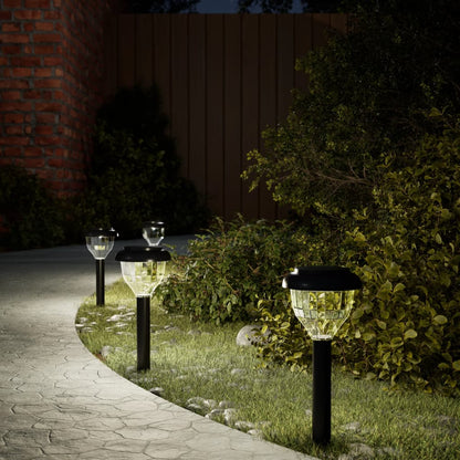 vidaXL Solar Pathway Lights with Ground Spikes 4 pcs Warm White & RGB - Black