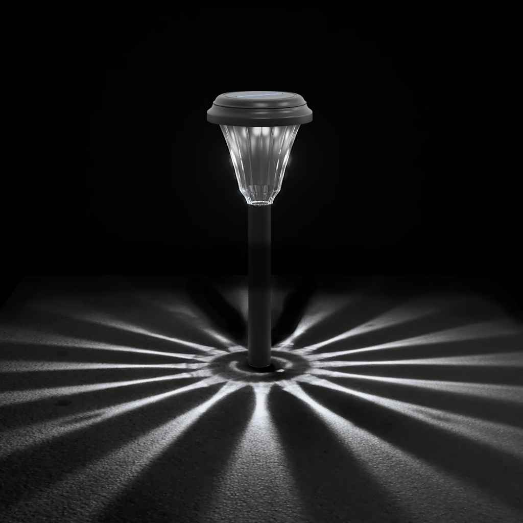 vidaXL Solar Pathway Lights with Ground Spikes 12 pcs White - Black