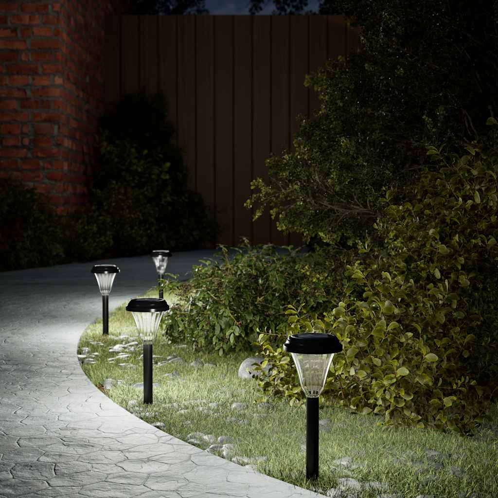 vidaXL Solar Pathway Lights with Ground Spikes 12 pcs White - Black