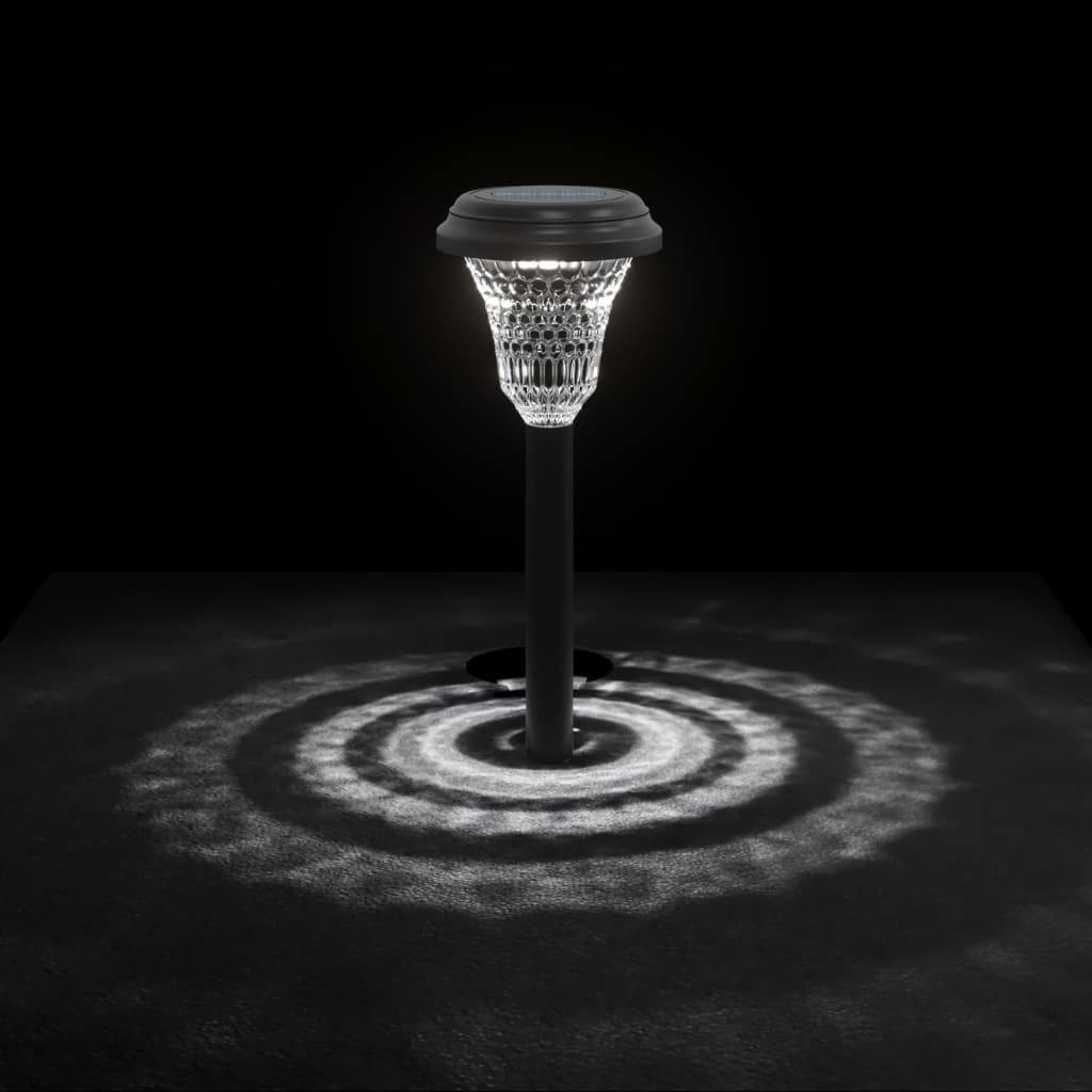 vidaXL Solar Pathway Lights with Ground Spikes 12 pcs White - Black - 54405