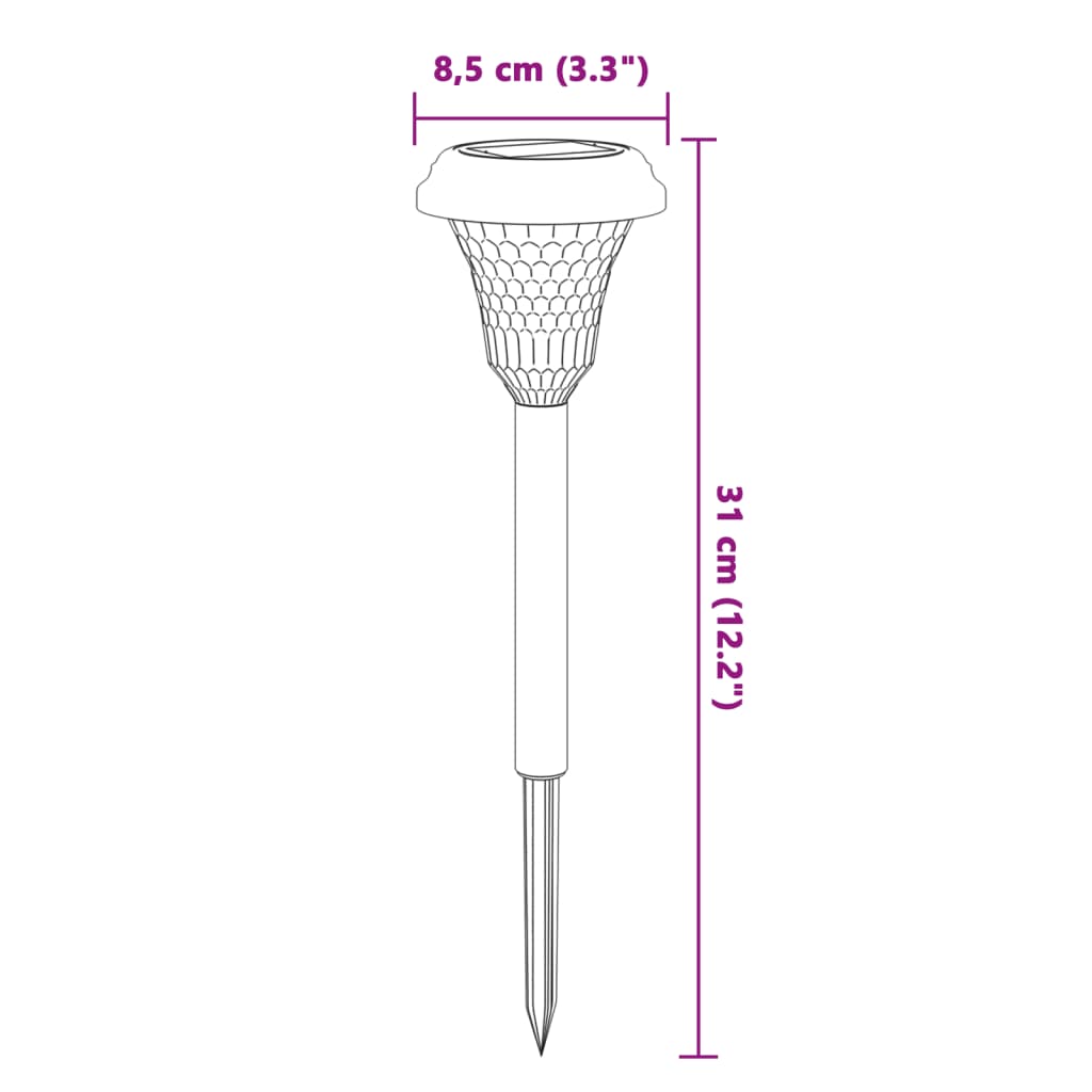 vidaXL Solar Pathway Lights with Ground Spikes 12 pcs White - Black - 54405