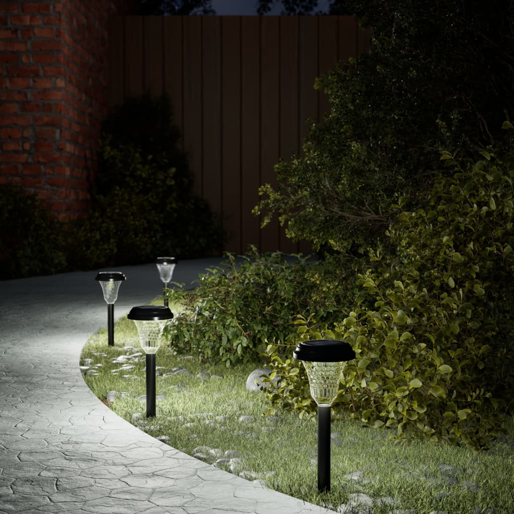 vidaXL Solar Pathway Lights with Ground Spikes 12 pcs White - Black - 54405