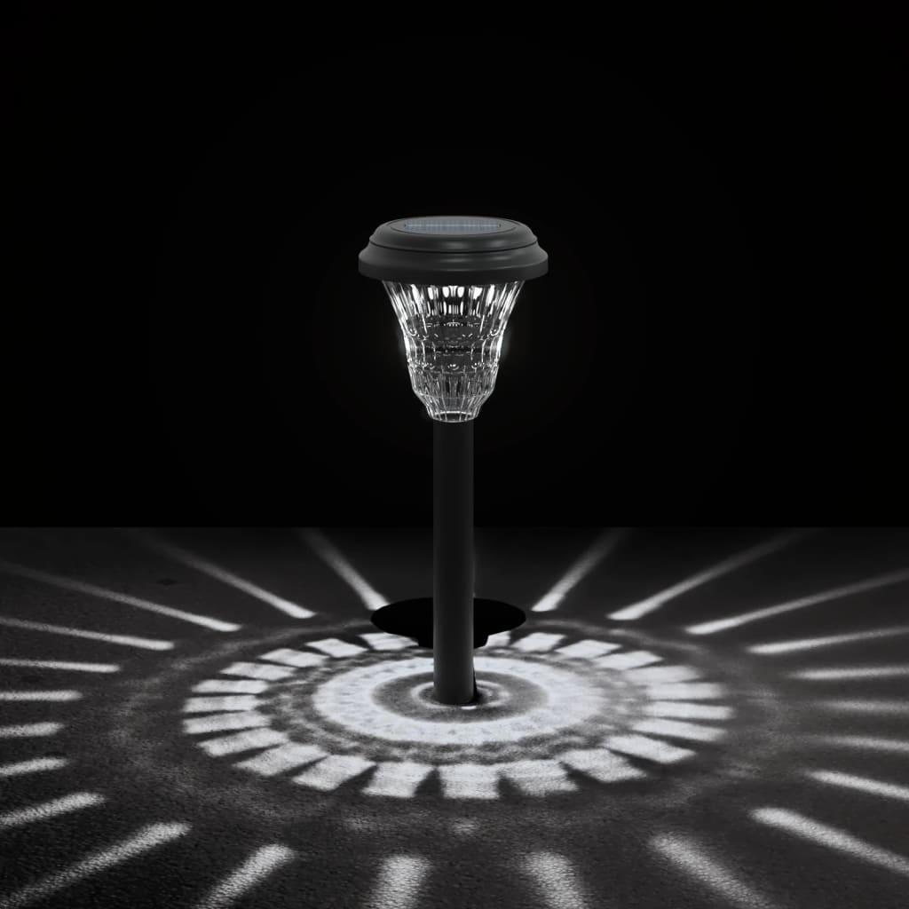 vidaXL Solar Pathway Lights with Ground Spikes 12 pcs White - Black - 54414