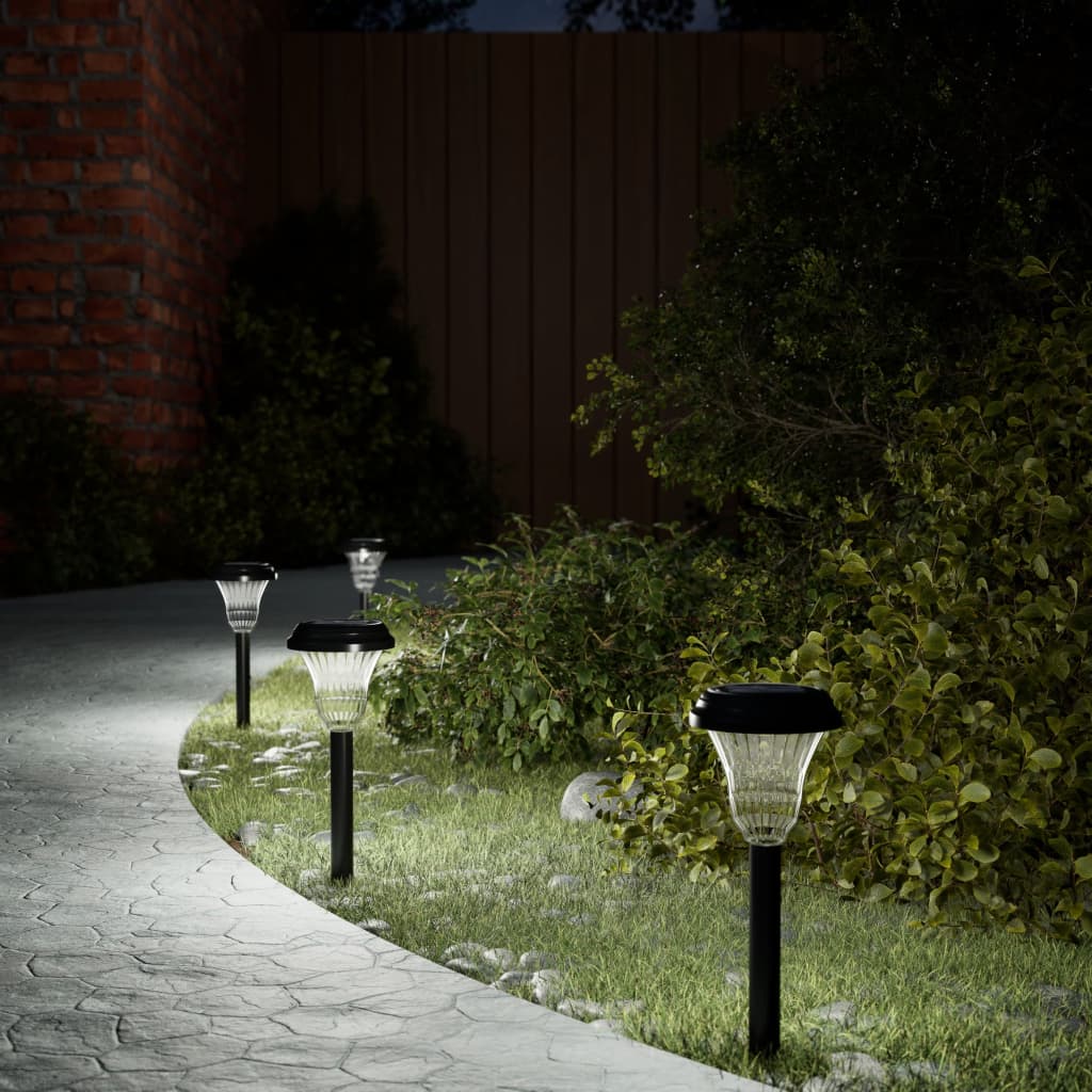 vidaXL Solar Pathway Lights with Ground Spikes 12 pcs White - Black - 54414