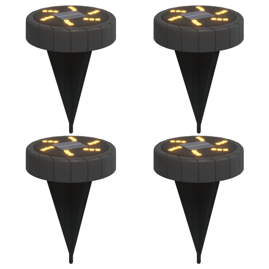 vidaXL Solar Ground Lights with Ground Spikes Outdoor 4 pcs Warm White - Black