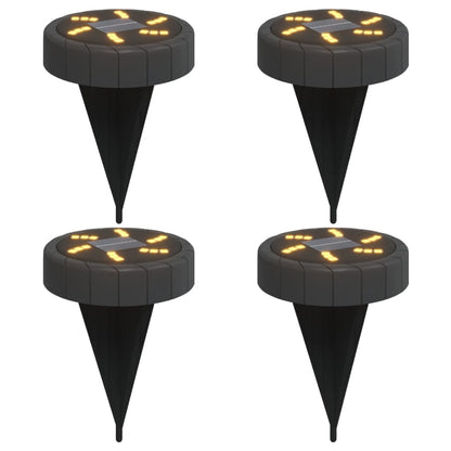 vidaXL Solar Ground Lights with Ground Spikes Outdoor 4 pcs Warm White - Black