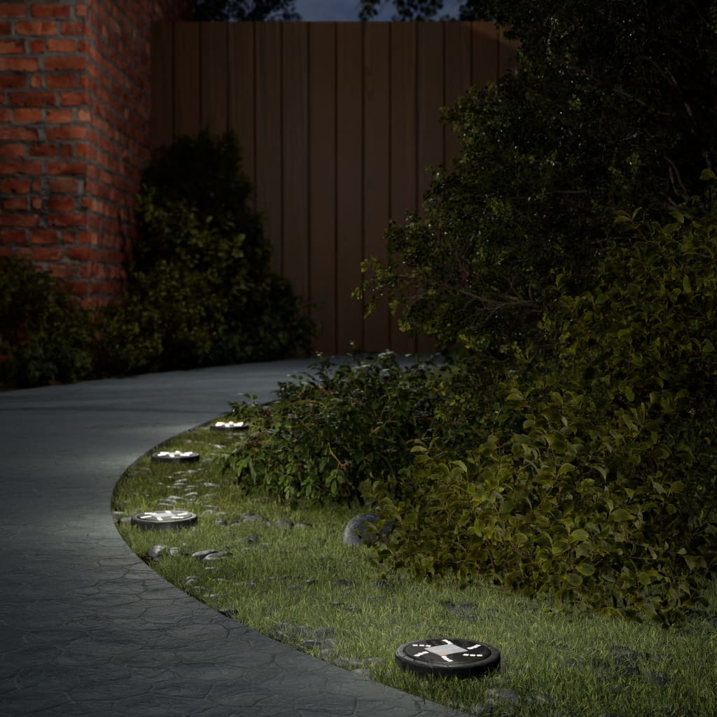 vidaXL Solar Ground Lights with Ground Spikes Outdoor 4 pcs Warm White - Black