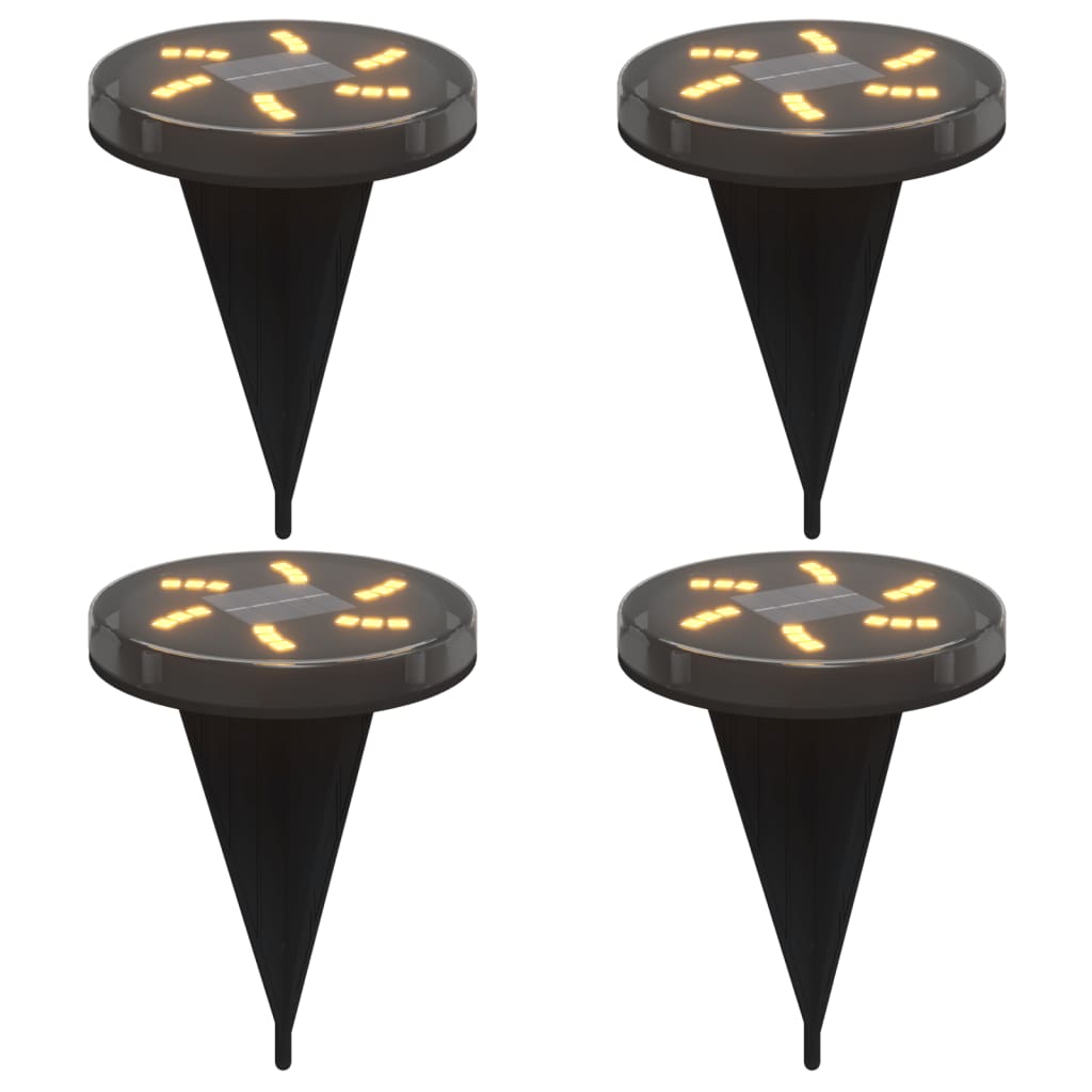 vidaXL Solar Ground Lights with Ground Spikes Outdoor 4 pcs Warm White - Black - 54433