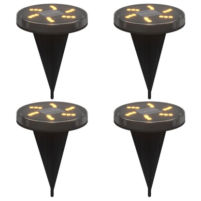 vidaXL Solar Ground Lights with Ground Spikes Outdoor 4 pcs Warm White - Black - 54433