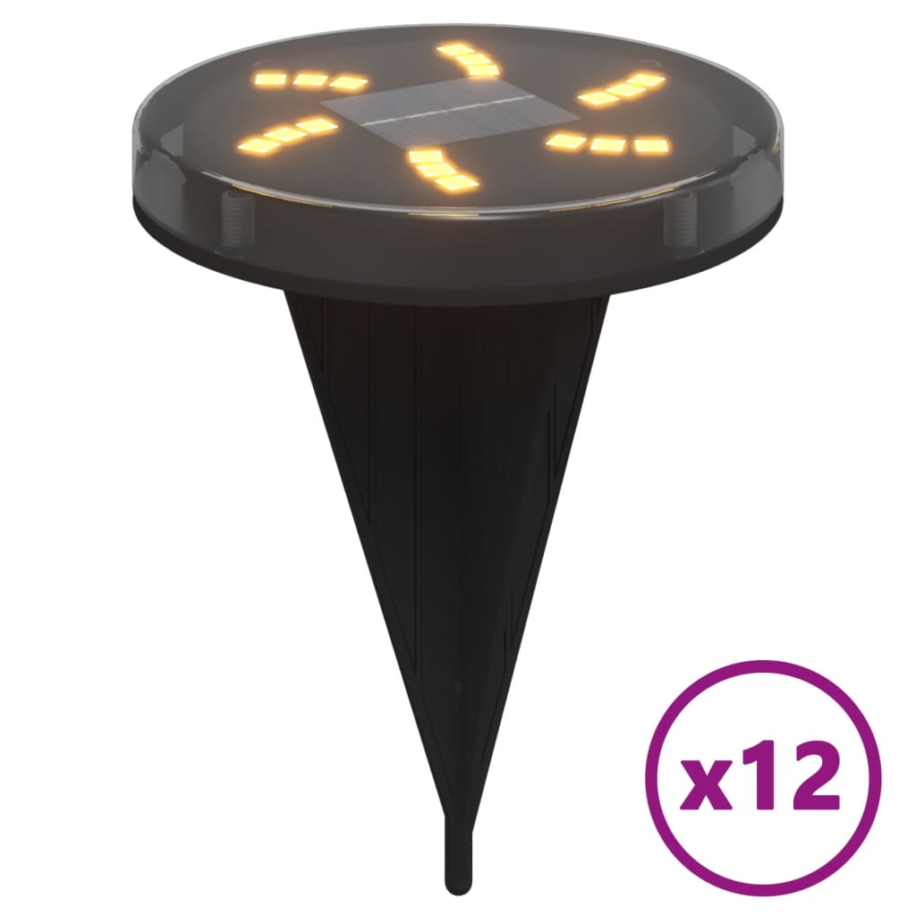 vidaXL Solar Ground Lights with Ground Spikes Outdoor 12 pcs Warm White - Black - 54437