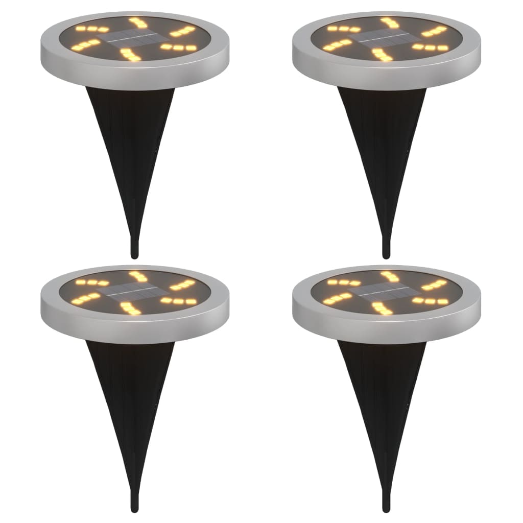 vidaXL Solar Ground Lights with Ground Spikes Outdoor 4 pcs Warm White - Black - 54448