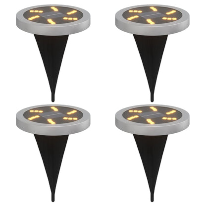 vidaXL Solar Ground Lights with Ground Spikes Outdoor 4 pcs Warm White - Black - 54448