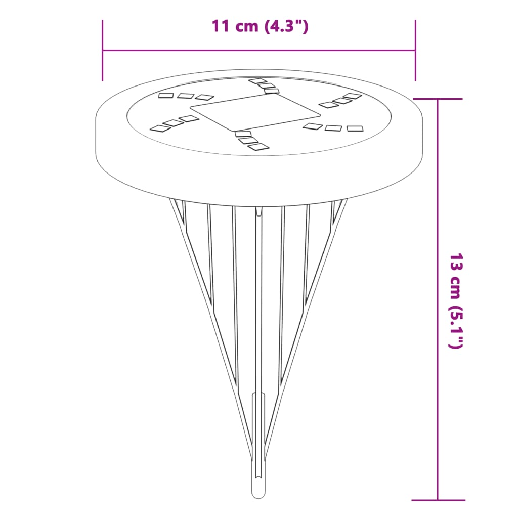 vidaXL Solar Ground Lights with Ground Spikes Outdoor 4 pcs Warm White - Black - 54448