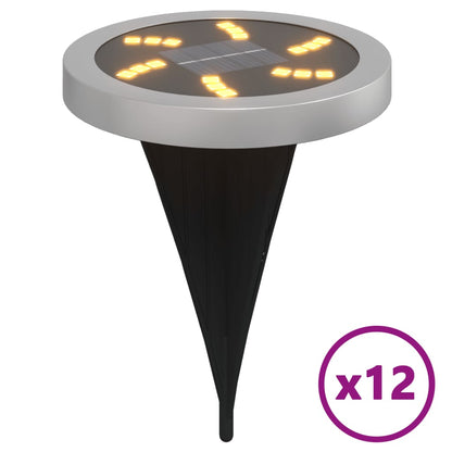vidaXL Solar Ground Lights with Ground Spikes Outdoor 12 pcs Warm White - Black - 54453