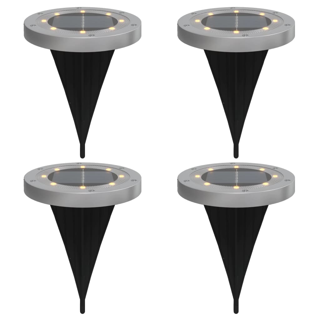 vidaXL Solar Ground Lights with Ground Spikes Outdoor 4 pcs Warm White - Black - 54466