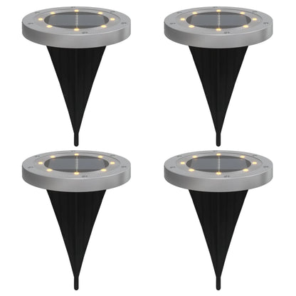 vidaXL Solar Ground Lights with Ground Spikes Outdoor 4 pcs Warm White - Black - 54466