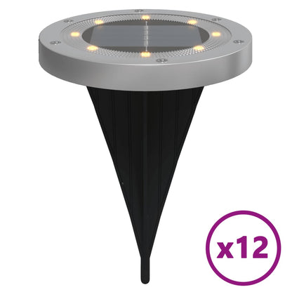 vidaXL Solar Ground Lights with Ground Spikes Outdoor 12 pcs Warm White - Black - 54470