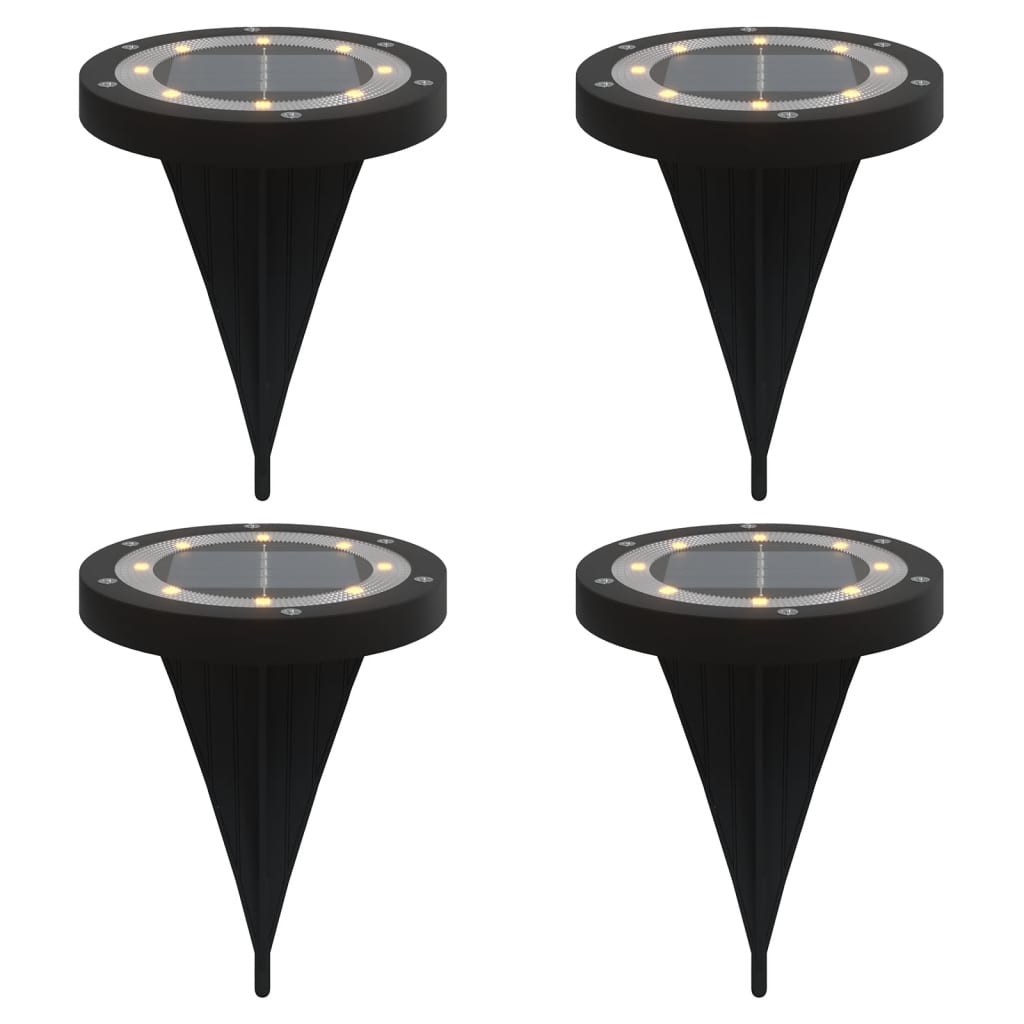 vidaXL Solar Ground Lights with Ground Spikes Outdoor 4 pcs Warm White - Black - 54483