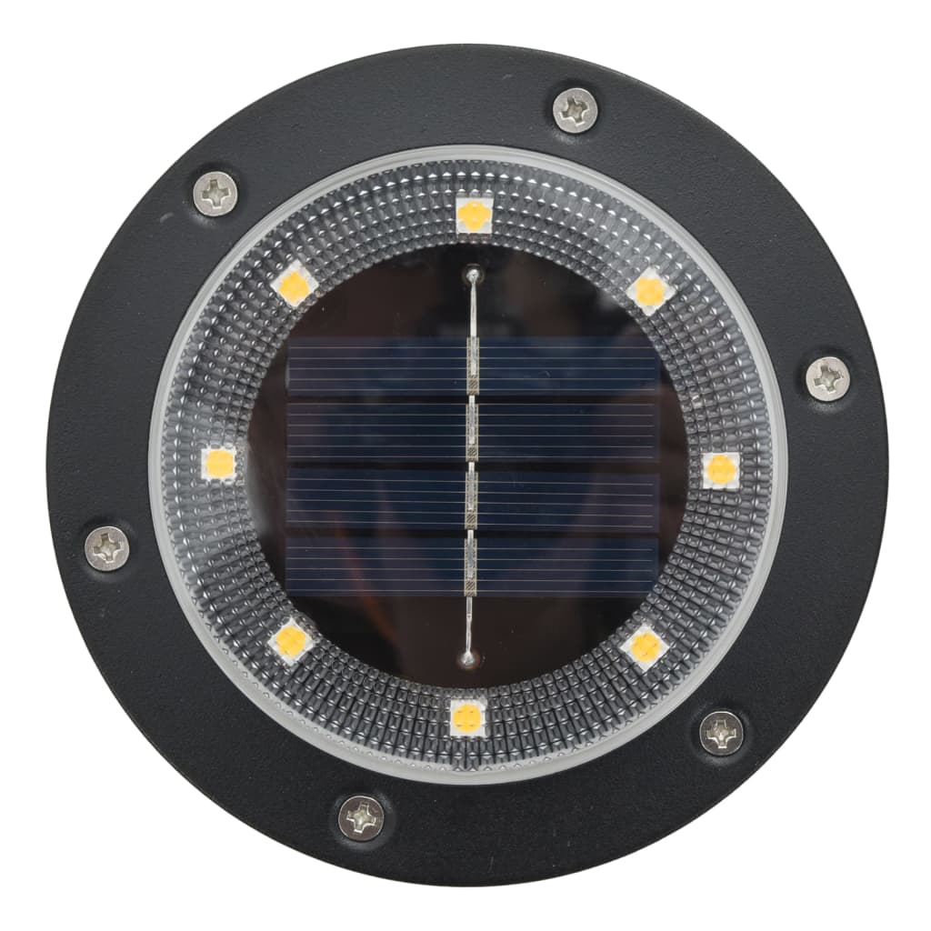 vidaXL Solar Ground Lights with Ground Spikes Outdoor 4 pcs Warm White - Black - 54483