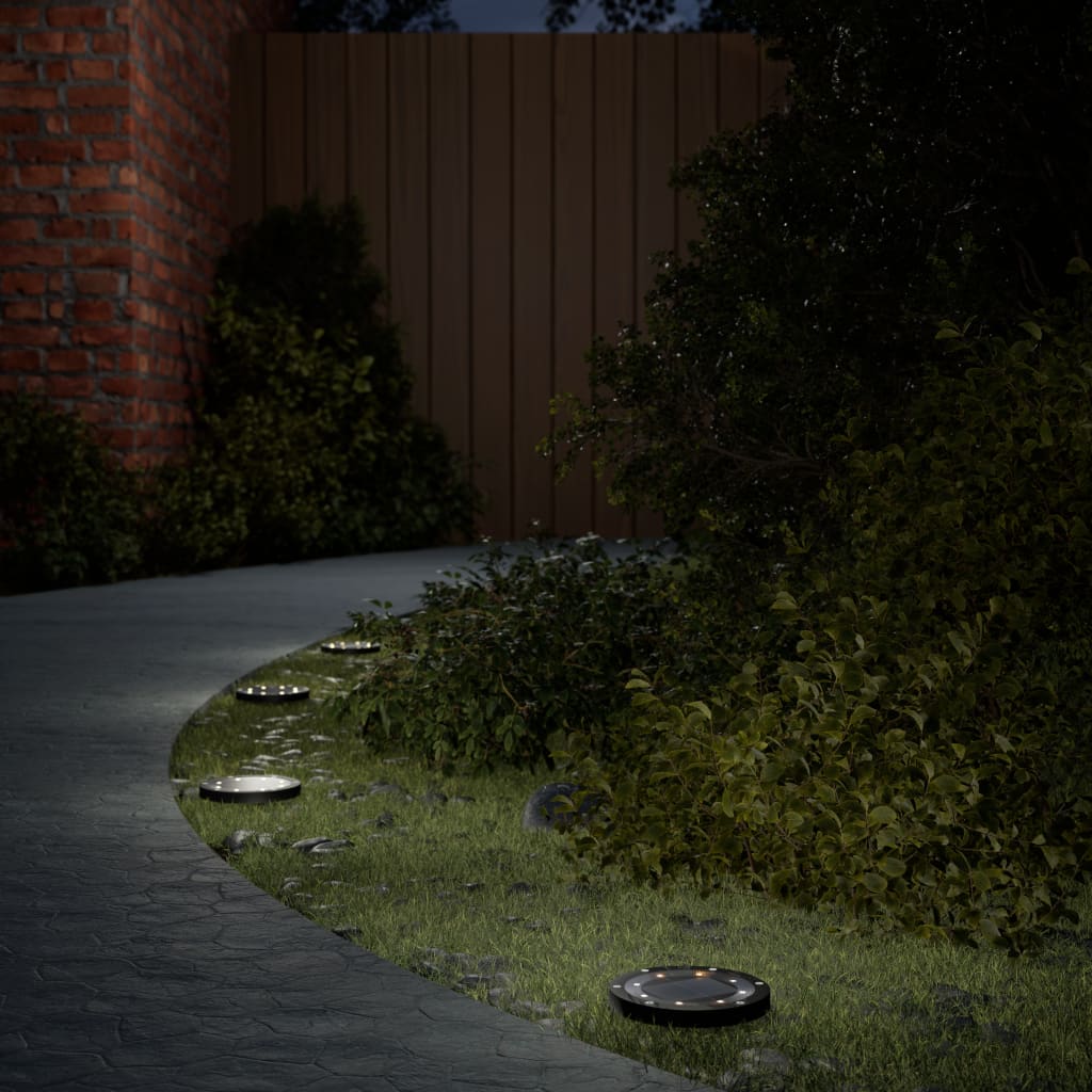vidaXL Solar Ground Lights with Ground Spikes Outdoor 4 pcs Warm White - Black - 54483