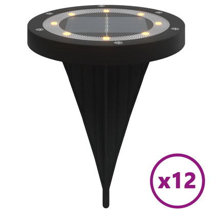 vidaXL Solar Ground Lights with Ground Spikes Outdoor 12 pcs Warm White - Black - 54496