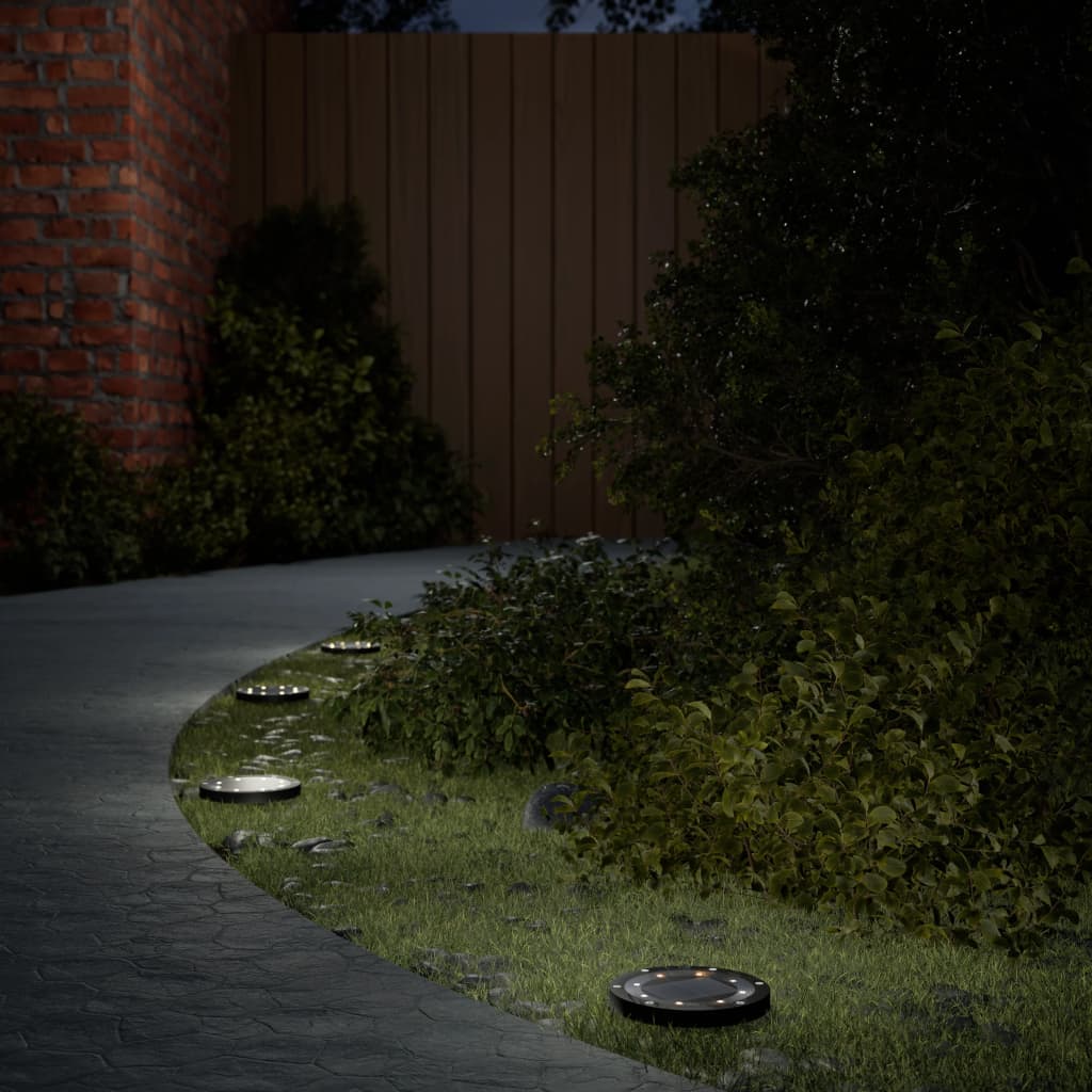 vidaXL Solar Ground Lights with Ground Spikes Outdoor 12 pcs Warm White - Black - 54496
