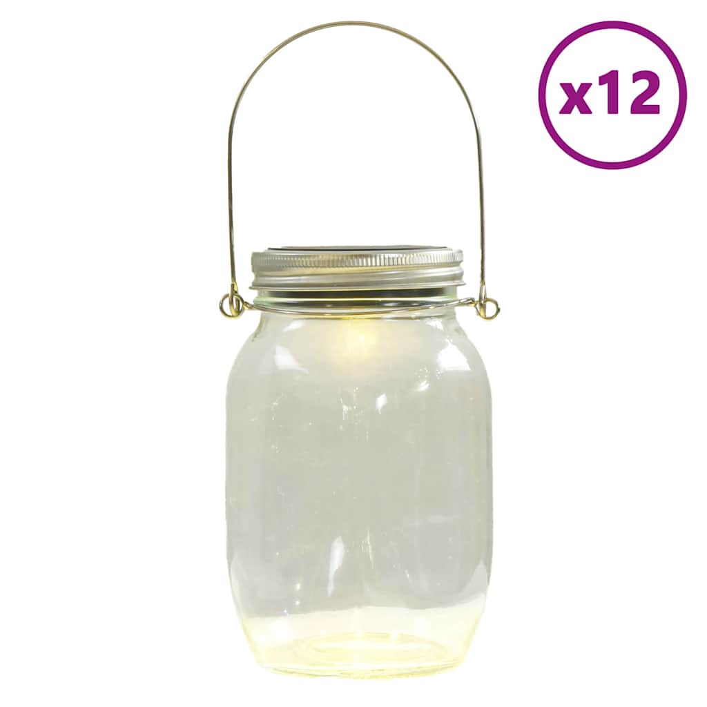 vidaXL Solar Glass Light for Outdoor 12 pcs Warm White - Silver