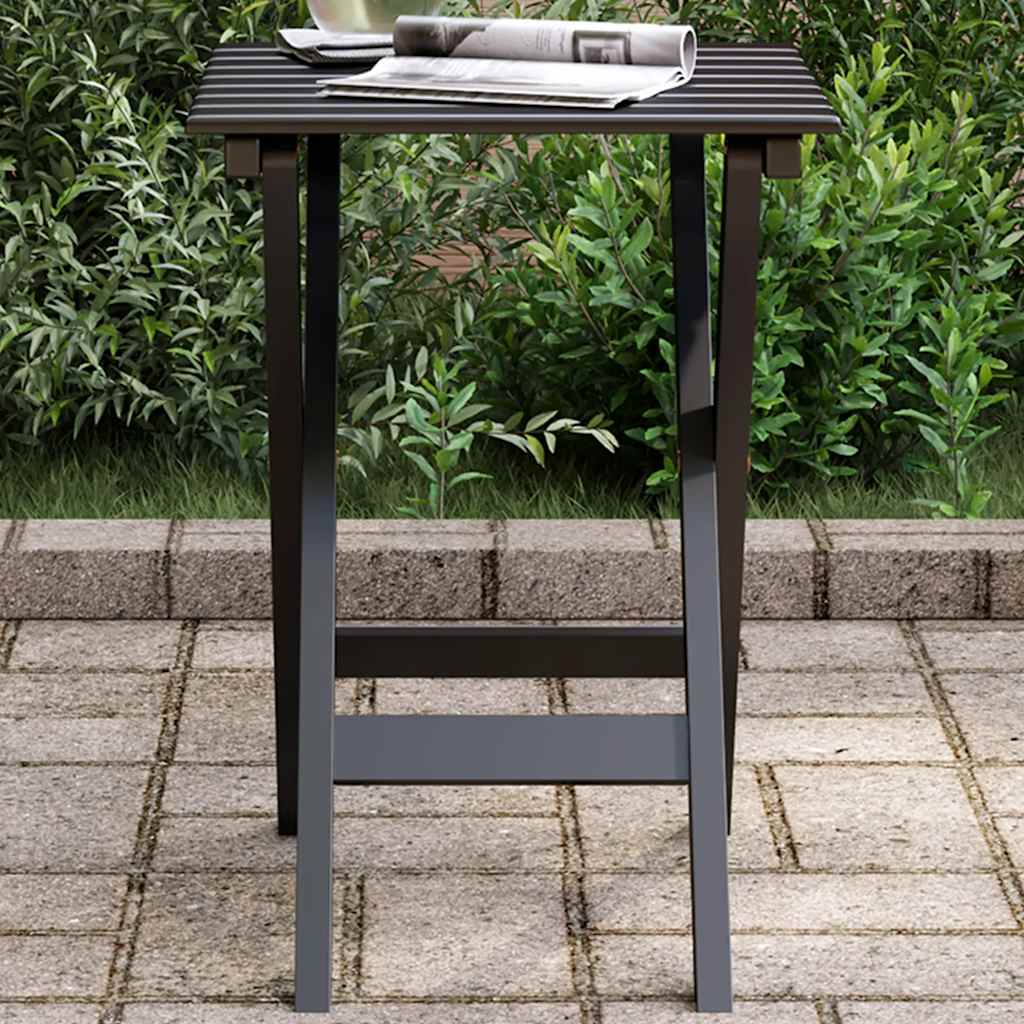 vidaXL Side Table Foldable Black Solid Wood Poplar