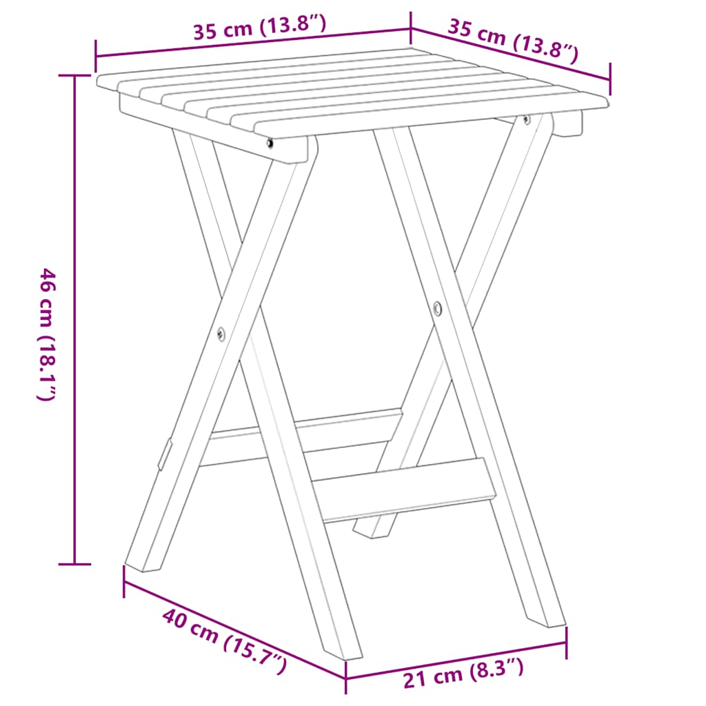 vidaXL Side Table Foldable Brown Solid Wood Poplar
