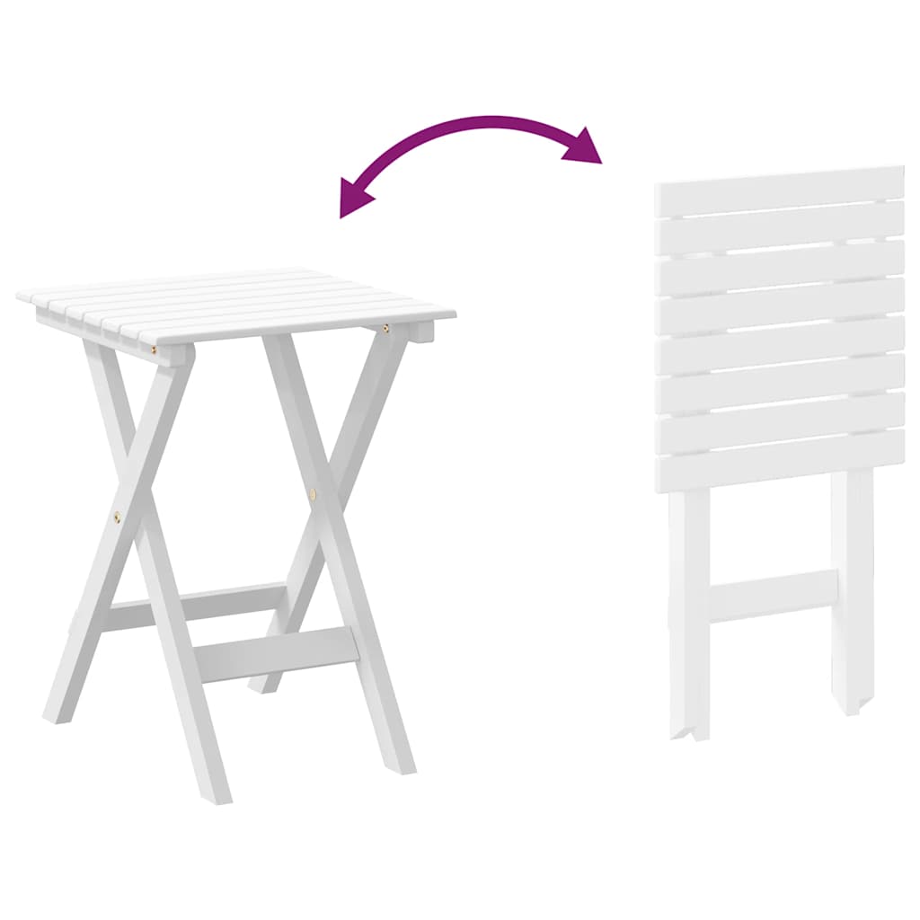 vidaXL Side Table Foldable White Solid Wood Poplar
