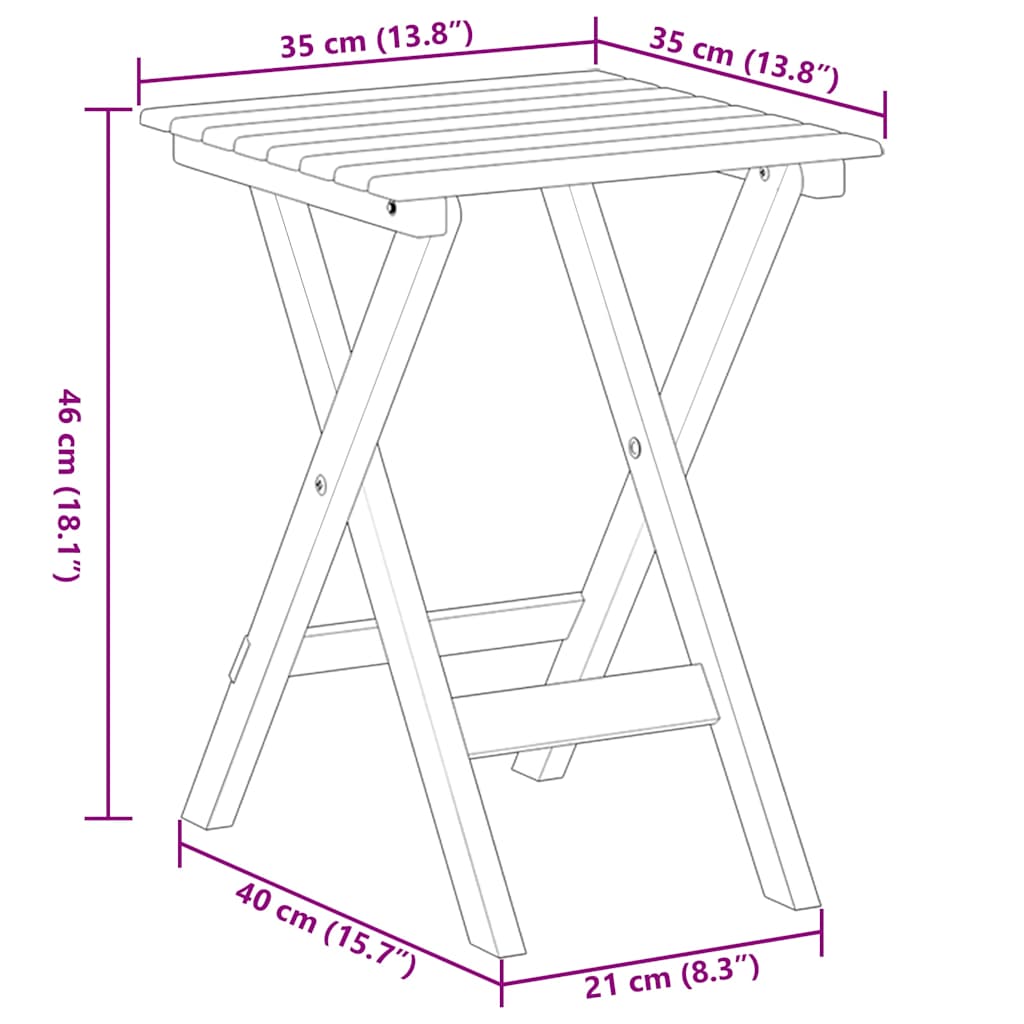 vidaXL Side Table Foldable White Solid Wood Poplar