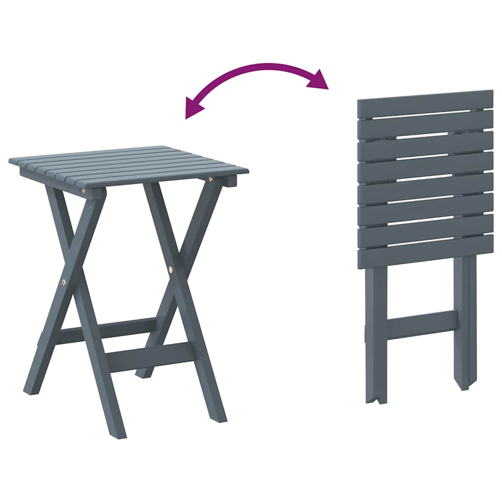 vidaXL Side Table Foldable Grey Solid Wood Poplar