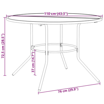 vidaXL Patio Table Round Anthracite Ø110x72.5 cm Powder-coated Steel