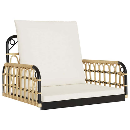 vidaXL Swing Chair with Cushions 63x58x39 cm Poly Rattan and Steel - Brown