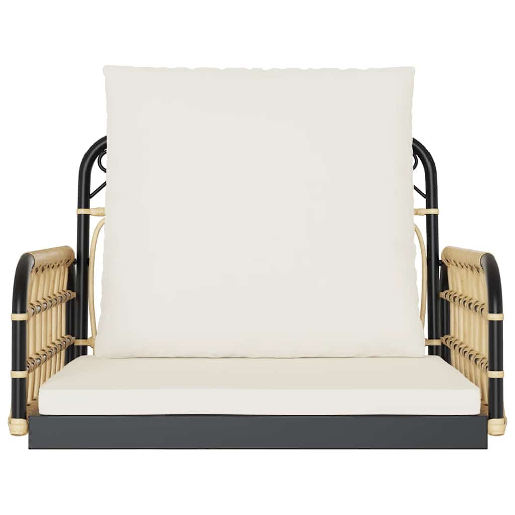 vidaXL Swing Chair with Cushions 63x58x39 cm Poly Rattan and Steel - Brown