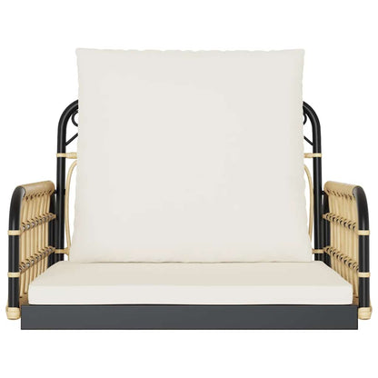 vidaXL Swing Chair with Cushions 63x58x39 cm Poly Rattan and Steel - Brown