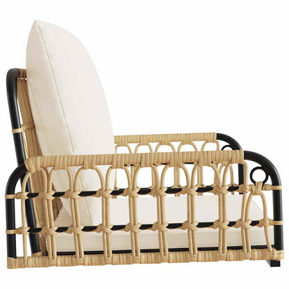 vidaXL Swing Chair with Cushions 63x58x39 cm Poly Rattan and Steel - Brown