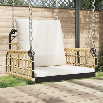 vidaXL Swing Chair with Cushions 63x58x39 cm Poly Rattan and Steel - Brown