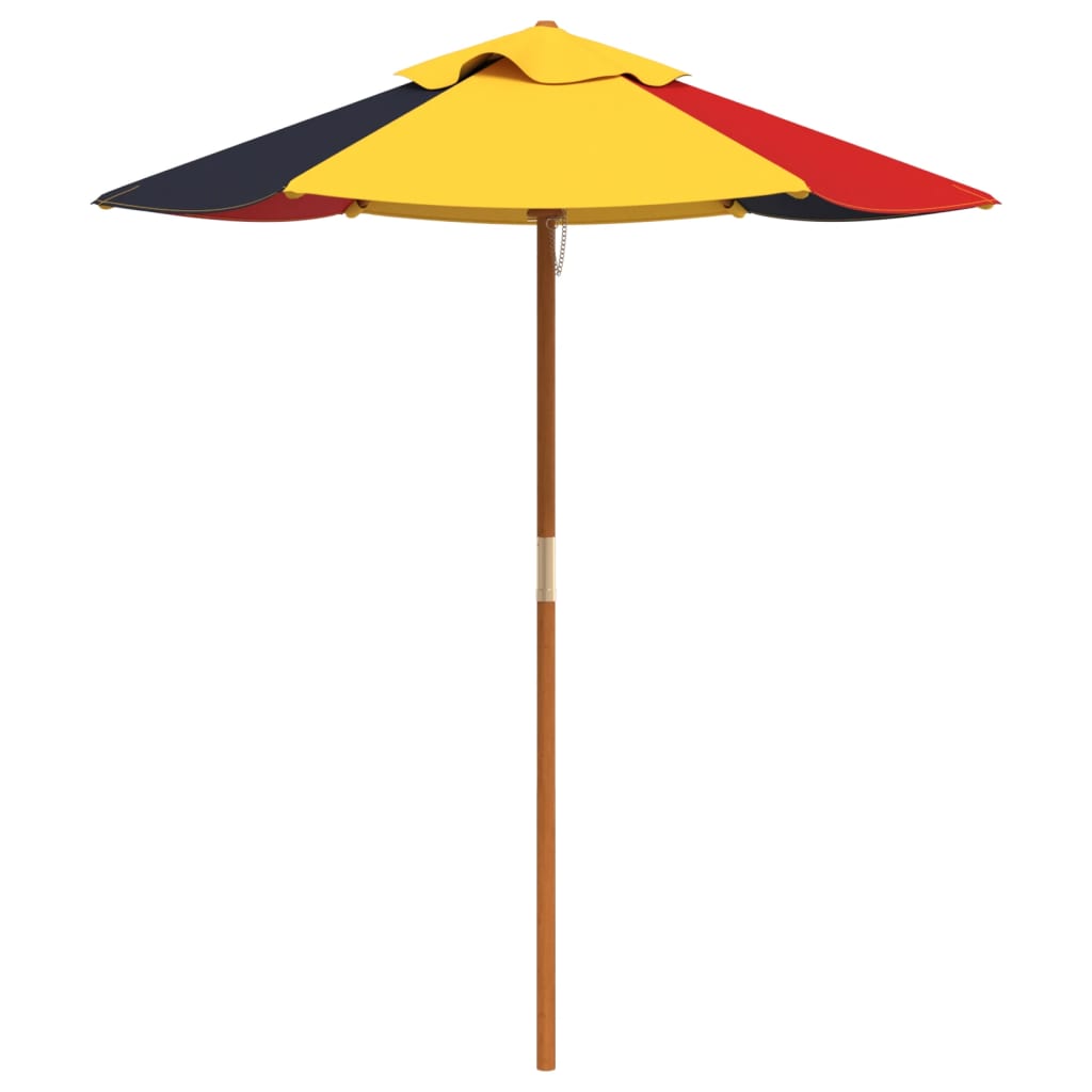 vidaXL Picnic Table for 4 Kids with Umbrella Solid Wood Fir - Brown