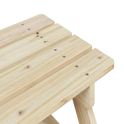 vidaXL Picnic Table for 4 Kids with Umbrella Solid Wood Fir - Brown