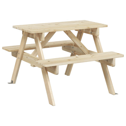 vidaXL Picnic Table for 4 Kids with Umbrella Solid Wood Fir - Brown - 24689