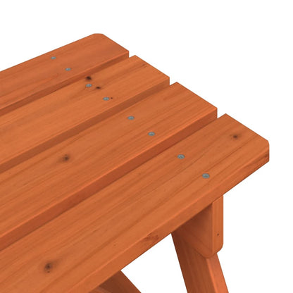 vidaXL Picnic Table for 4 Kids with Umbrella Solid Wood Fir - Brown - 24701
